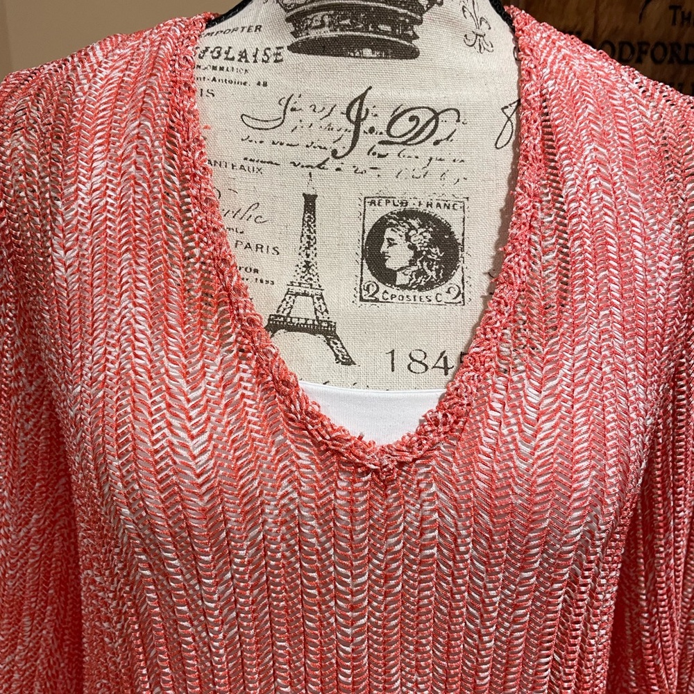 Jordan Taylor Coral & White herringbone Cover-up M - Picture 4 of 7